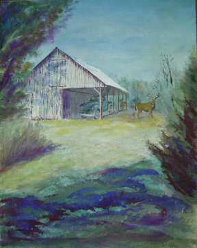 Watercolor painting envisioned from a shed I saw in Tennessee.