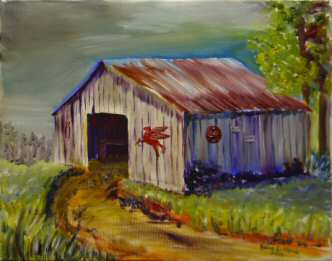 "The Old Garage", Genesis oil painting