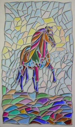 Colored pencil drawn to look like a stained glass window.