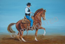 Robert Garner riding Crazy Eagle, a Peruvian Paso gelding.