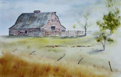 Acrylic painting, "Jim White's" barn