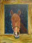 Acrylic painting of a Peruvian Paso named Rayo.