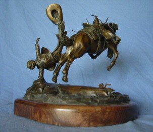 bronze sculpture "UPSET" from the back